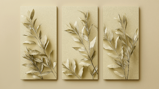 Papier peint imitation tableau Motif élégant de feuilles en relief