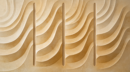 Papier peint imitation tableau Motif ondulant en relief beige