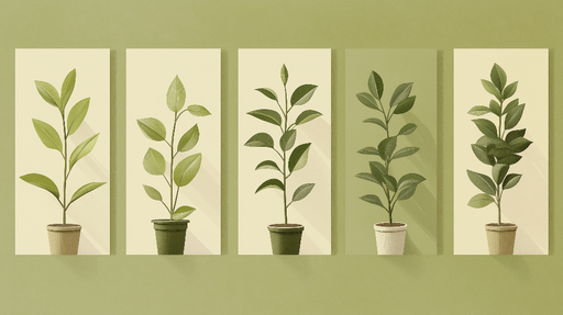 Papier peint imitation tableau Motifs de plantes vertes en pots stylisés