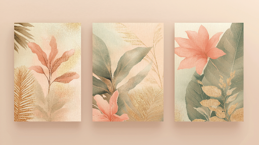 Papier peint imitation tableau Motifs floraux doux dans des tons pastel