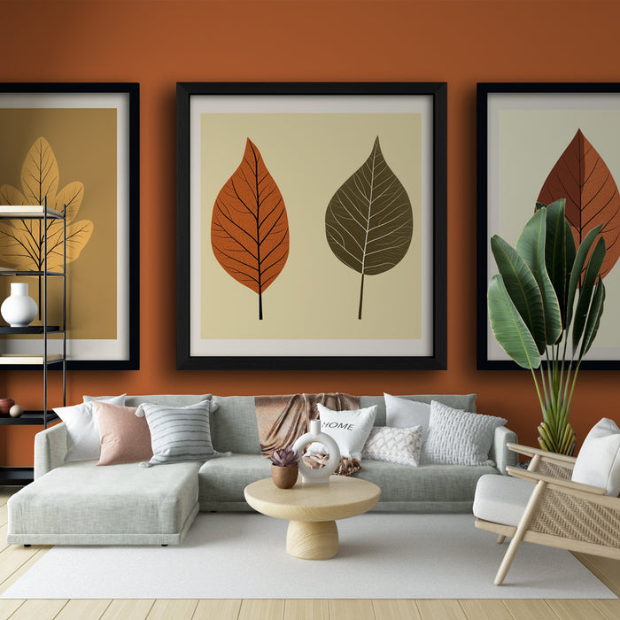 Papier peint imitation tableau | Motifs modernes aux teintes automnales