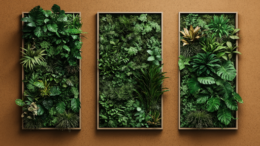 Papier peint imitation tableau mural Plantes luxuriantes dans des cadres modernes