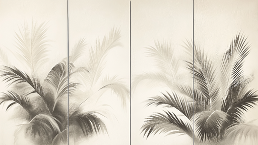 Papier peint imitation tableau Palmiers monochromes sur fond clair