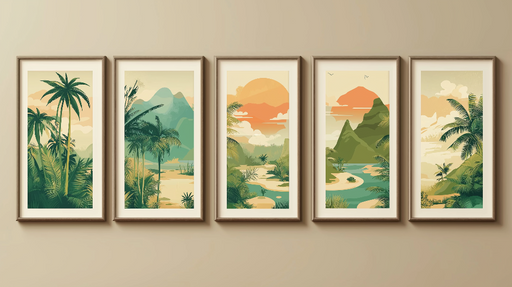 Papier peint imitation tableau Panneaux muraux illustrant une nature luxuriante et sereine