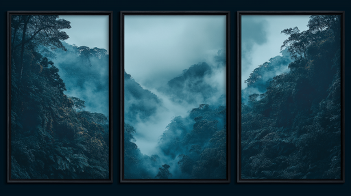 Papier peint imitation tableau Paysage montagnard enveloppé de mystère