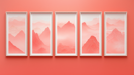 Papier peint imitation tableau Paysages montagneux en dégradé de rose