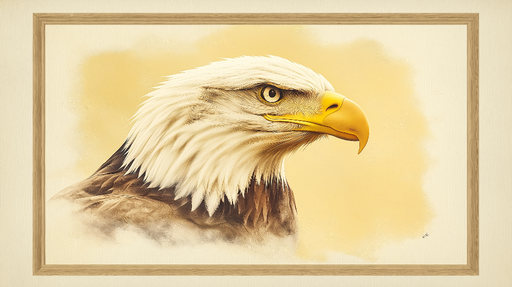 Papier peint imitation tableau Portrait détaillé d'un aigle aux couleurs chaleureuses