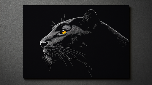 Papier peint imitation tableau Profil élégant d'un panthère à l'allure mystérieuse