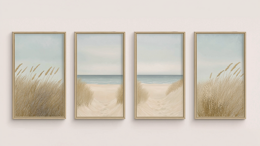 Papier peint imitation tableau Quatuor de paysages côtiers apaisants