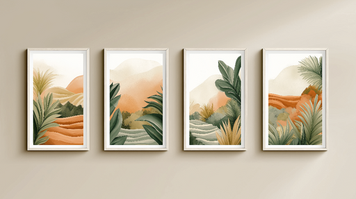 Papier peint imitation tableau Reflets de nature avec des teintes chaudes