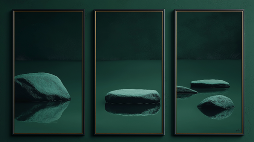 Papier peint imitation tableau Roche apaisante sur fond aquatique