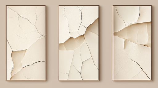 Papier peint imitation tableau Textures de craquelure élégantes en tons crème