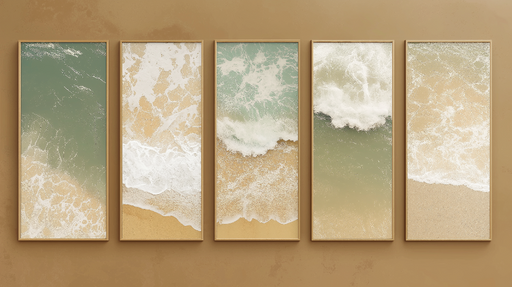 Papier peint imitation tableau Vagues apaisantes et sables dorés