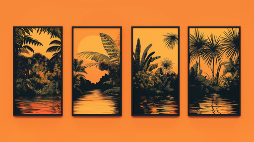 Papier peint imitation tableau Voyage au cœur d'une jungle ensoleillée