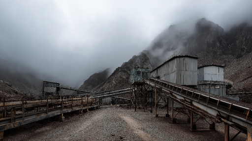 Papier peint industriel Vues de paysages miniers sous un ciel nuageux