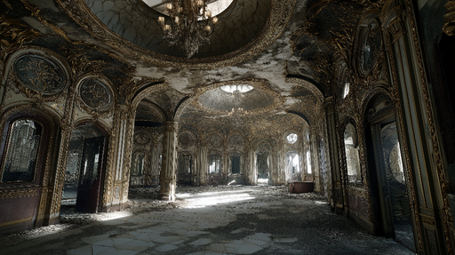 Papier peint intérieur ancien Décor baroque avec des dorures élégantes et des miroirs antiques