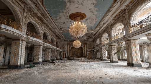 Papier peint intérieur ancien Détails architecturaux opulents et ambiance nostalgique