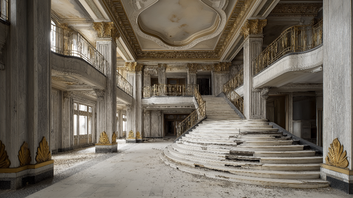 Papier peint intérieur historique Escaliers majestueux et détails architecturaux élégants