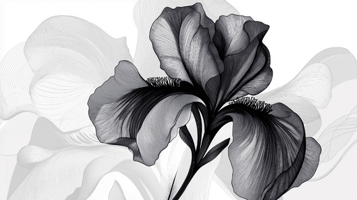 Papier peint iris noir et blanc Delicatesse en monochrome