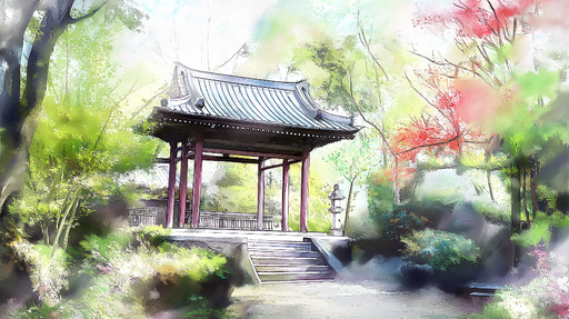 Papier peint jardin japonais Détente au cœur d'un jardin paisible avec une pagode