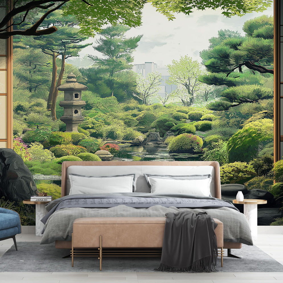 Papier peint jardin zen | Vue paisible d'un jardin japonais — LePapierPeint