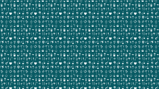 Papier peint jardinier Motifs d'outils de jardinage et de plantes sur fond turquoise