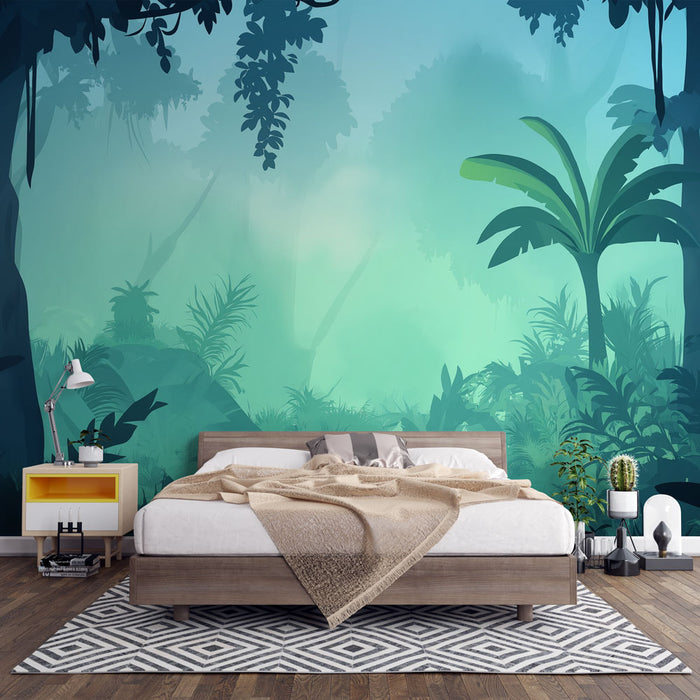 Papier peint jungle | Ambiance mystique avec feuillage dense