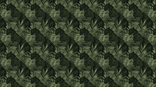Papier peint jungle avec jaguar Motif de feuilles et de jaguars dans des tons de vert