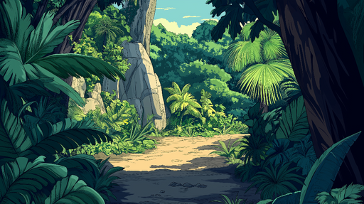 Papier peint jungle Chemin ensoleillé entouré de feuillage luxuriant