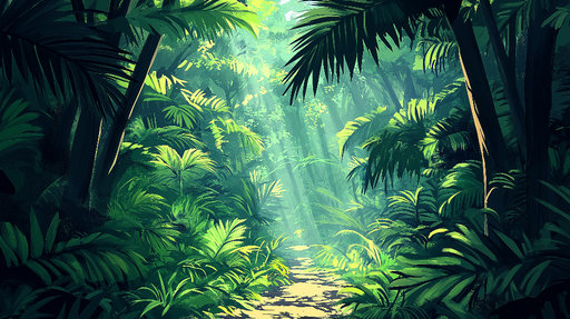 Papier peint jungle Chemin sinueux à travers la végétation luxuriante