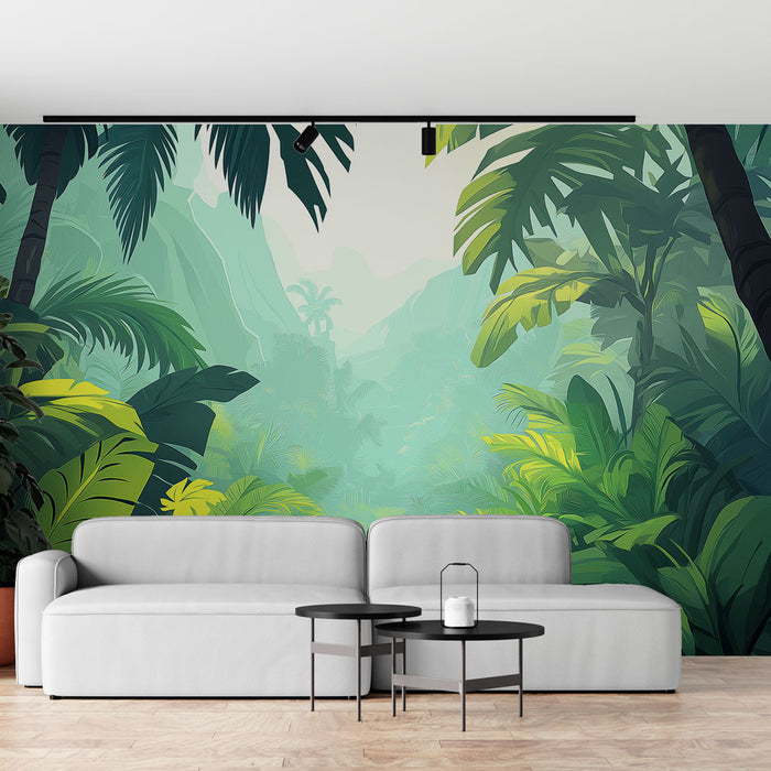 Papier peint jungle | Décor naturel avec feuillage luxuriant et ambiance apaisante