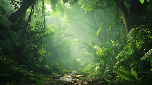 Papier peint jungle Décor tropical luxuriant avec feuillage et lumière douce