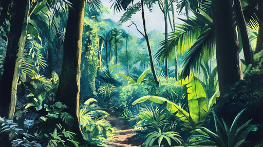 Papier peint jungle Décor vibrant d'une forêt tropicale luxuriante