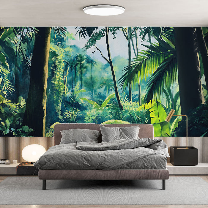 Papier peint jungle | Décor vibrant d'une forêt tropicale luxuriante