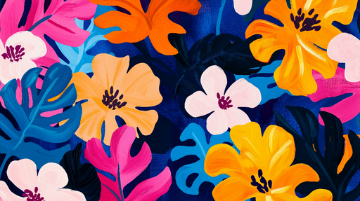 Papier peint jungle et fleurs Assortiment de couleurs exotiques