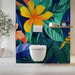 Papier peint jungle tropicale colorée avec fleurs exotiques pour salle de bain moderne
