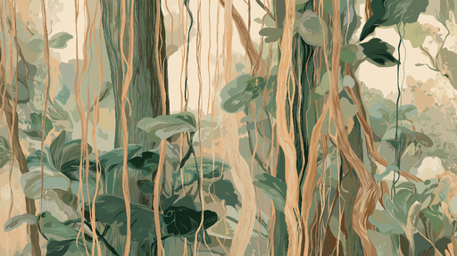 Papier peint jungle Feuillage luxuriant et lianes élégantes