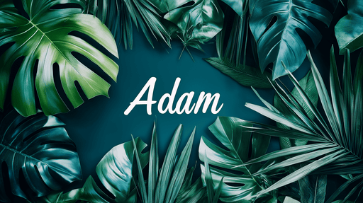 Papier peint jungle Feuillages tropicaux autour du prénom Adam