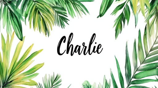 Papier peint jungle Feuilles tropicales autour du prénom Charlie