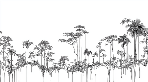 Papier peint jungle minimaliste Silhouettes de palmiers et de feuillages délicats