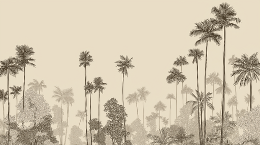 Papier peint jungle minimaliste Silhouettes de palmiers sur fond crème