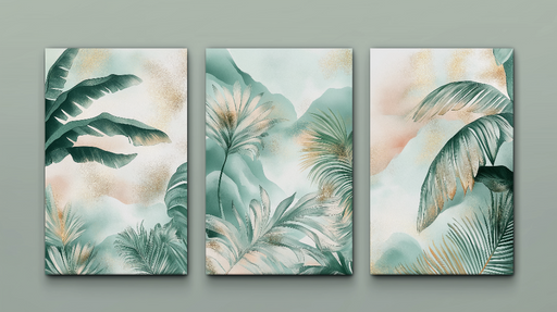 Papier peint jungle moderne Feuilles tropicales aux nuances apaisantes