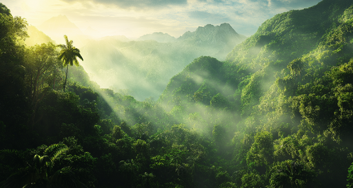 Papier peint jungle Paysage verdoyant et apaisant des montagnes brumeuses