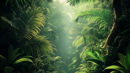 Papier peint jungle Plantes tropicales luxuriantes dans une lumière douce