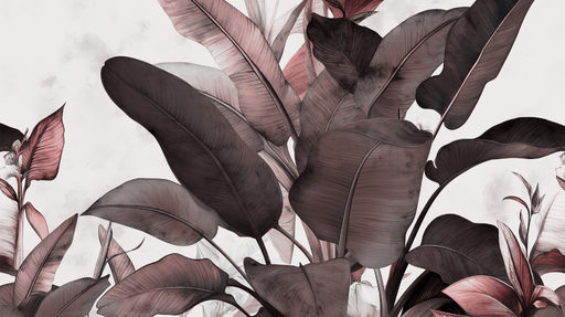 Papier peint jungle tropicale teintes bordeaux