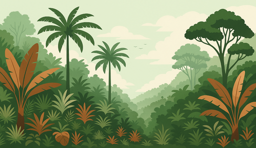 Papier peint jungle Un paysage tropical luxuriant aux couleurs apaisantes