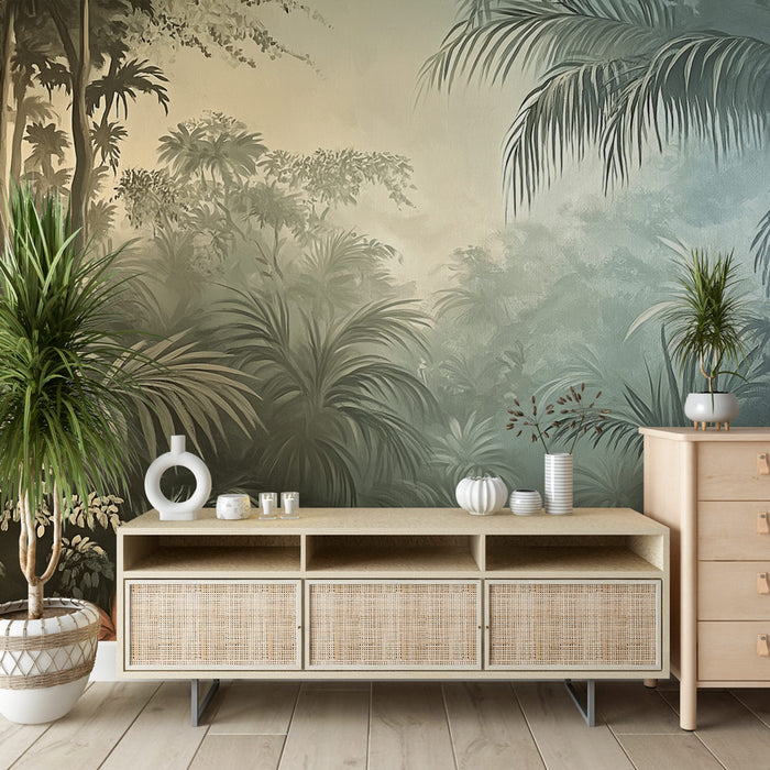 Papier peint jungle | Une forêt verdoyante enveloppée de mystère
