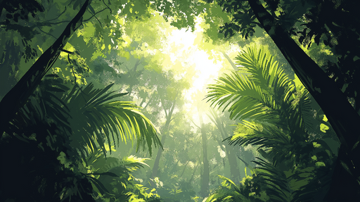 Papier peint jungle Une représentation apaisante d'une forêt luxuriante