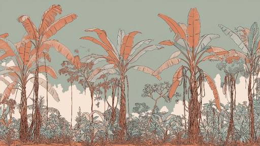 Papier peint jungle urbaine Motif délicat de palmiers et de feuillage tropical