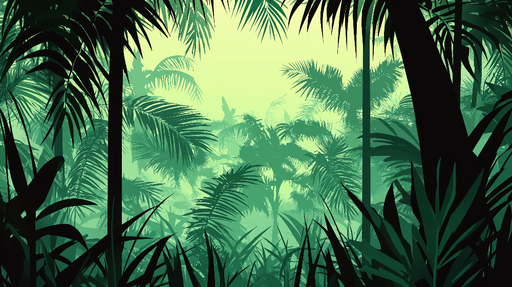 Papier peint jungle Végétation dense à la lumière apaisante